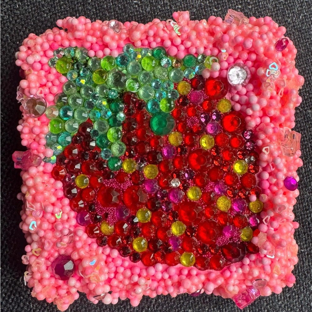 Colorful Gemstone and Beaded Strawberry Art